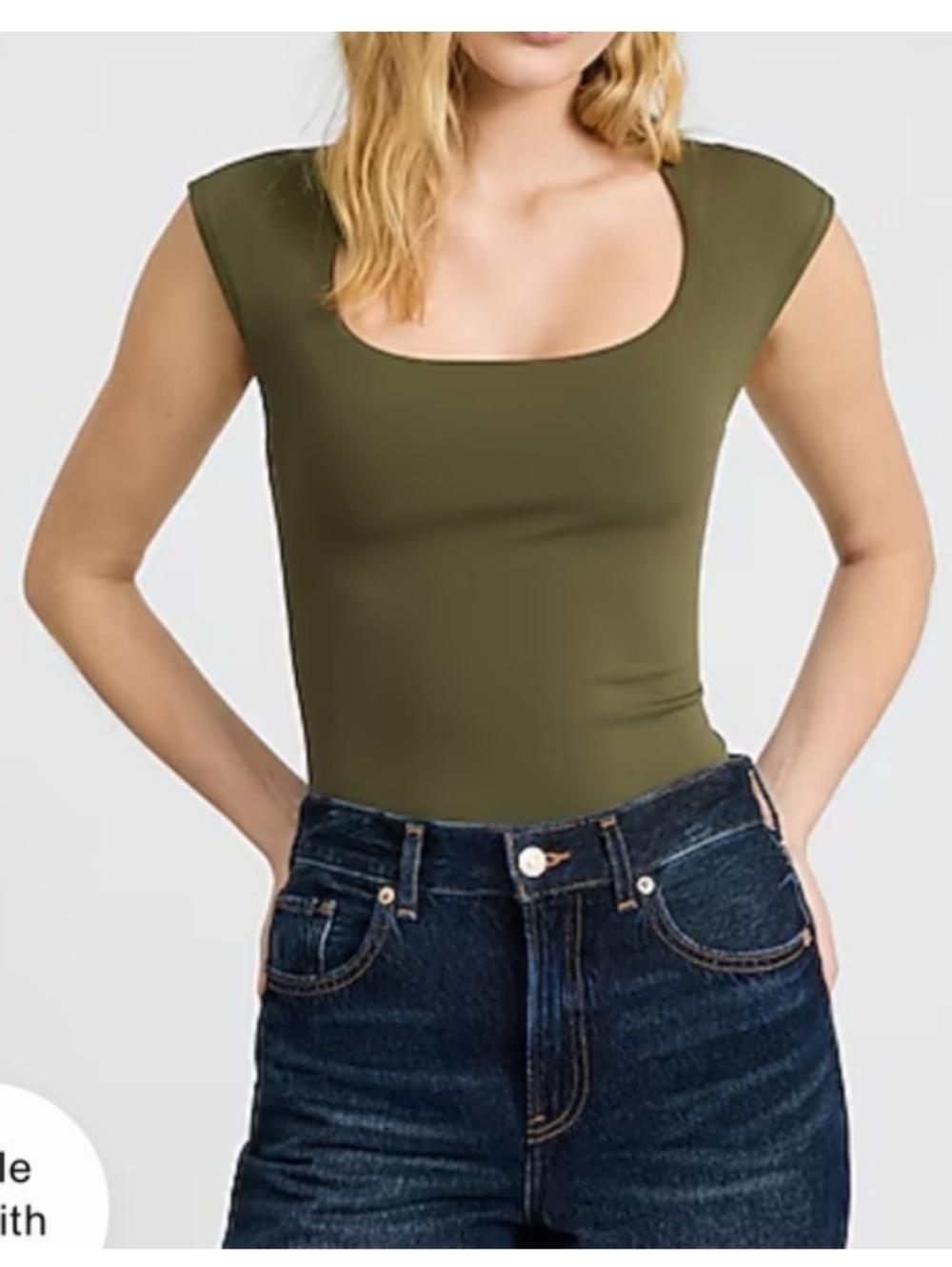 Express Olive Scoop Neck Bodysuit